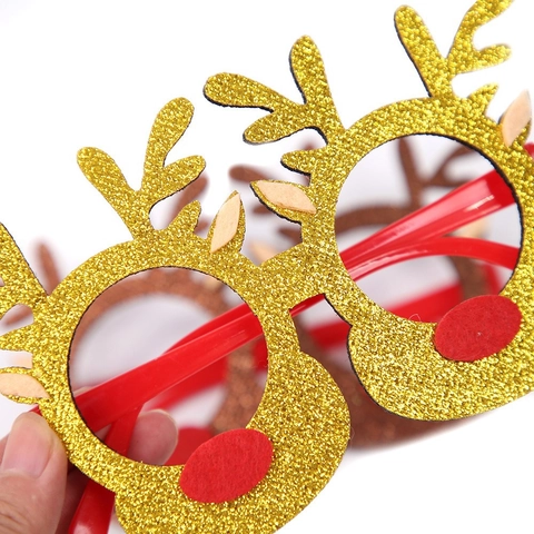 Occhiali Festivi di Natale con Corna di Renna Glitterati Lettere Accessori per Foto per Capodanno Festa Decorativi