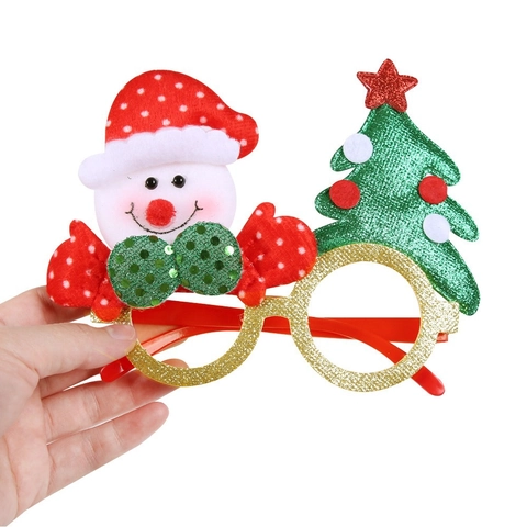 Christmas Decorative Glasses Elk Antler Snowman Santa Claus Tree Glitter Novelty Eyewear Holiday Party Photo Props For Kids Women