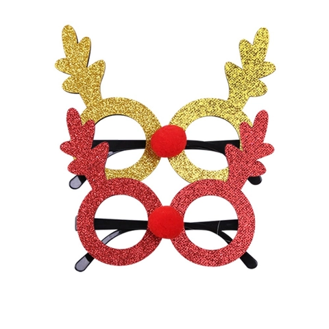Montatura per Occhiali Glitterati Natalizi per Bambini Adulti Corna di Renna Orecchie di Coniglio Babbo Natale Occhiali per Festa di Natale Oggetti di Scena per Foto Decorazione