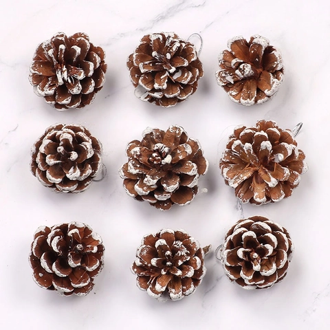 Piñas de Madera Natural Decoraciones para Árboles de Navidad Efecto Nieve Blanca Adornos Colgantes Piña Rústica para Decoración DIY de Fiesta