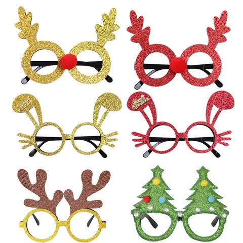 Montatura per Occhiali Glitterati Natalizi per Bambini Adulti Corna di Renna Orecchie di Coniglio Babbo Natale Occhiali per Festa di Natale Oggetti di Scena per Foto Decorazione