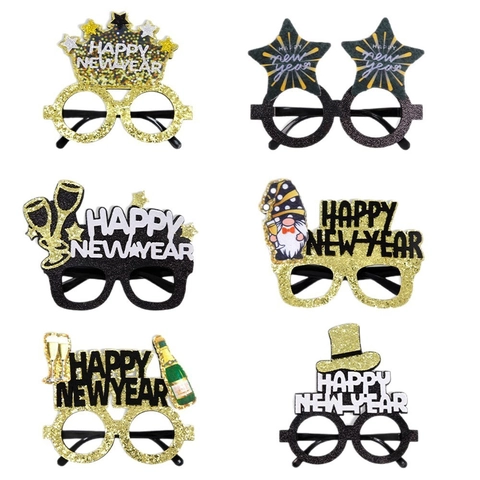 Happy New Year 2026 Party Glasses Glitter Crown Wine Cup Star Shape Photo Booth Props Festive Costume Accessories For Party