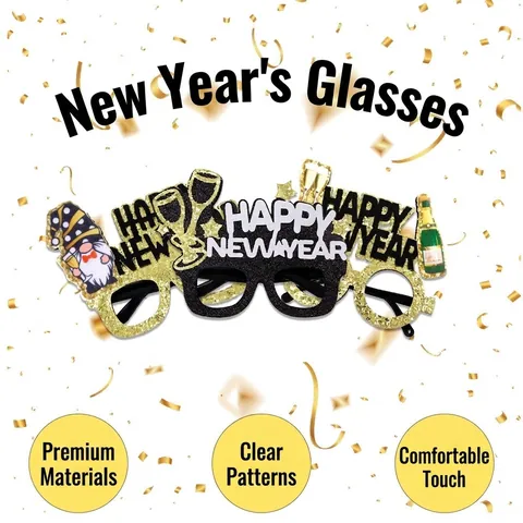 Happy New Year 2026 Party Glasses Glitter Crown Wine Cup Star Shape Photo Booth Props Festive Costume Accessories For Party