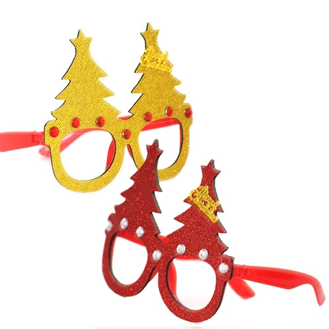 Glitter Christmas Glasses Frames Reindeer Antler Xmas Tree Santa Claus Party Decoration Eyewear Photo Props Holiday Gifts