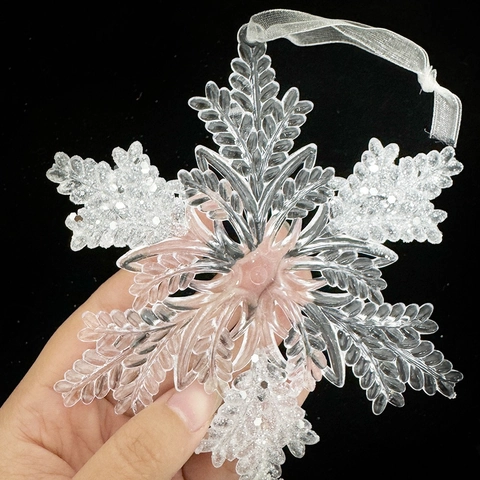 Acryl Glitzer Schneeflocke Anhänger Weihnachtsbaumschmuck Für Feiertage Party Festliche Hausdekoration Eisornamente