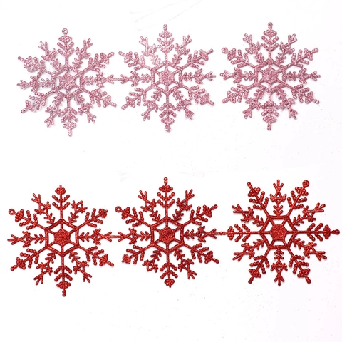 Adornos Colgantes de Copo de Nieve con Brillo para Árbol de Navidad Decoración Festiva de Invierno de Plástico Hueco