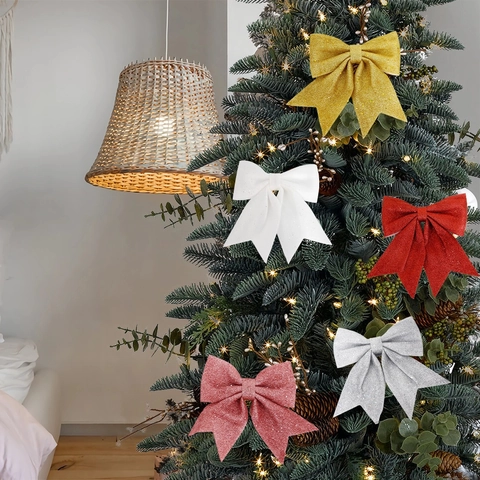 Pendenti a Fiocco con Brillantini di Natale Decorazioni per Albero di Natale Festive Ornamenti per Festa Casa