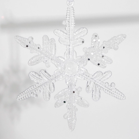 Acryl Weihnachten Schneeflocke Hängen Ornament Glitzer Transparent Weihnachtsbaum Dekoration Für Feiertag Party Zuhause