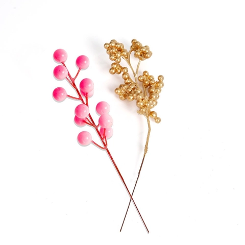 Weihnachten Künstliche Beerenstiele Schaumstoff Rosa Farbverlauf Gold Metallic Stechpalmenbeeren Für Weihnachtsbaum Kranz DIY Deko