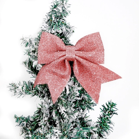 Glitzer Weihnachtsschleifen Anhänger Für Weihnachtsbaum DIY Basteln Deko Gold Silber Rot Weiß Pink Schleifenknoten