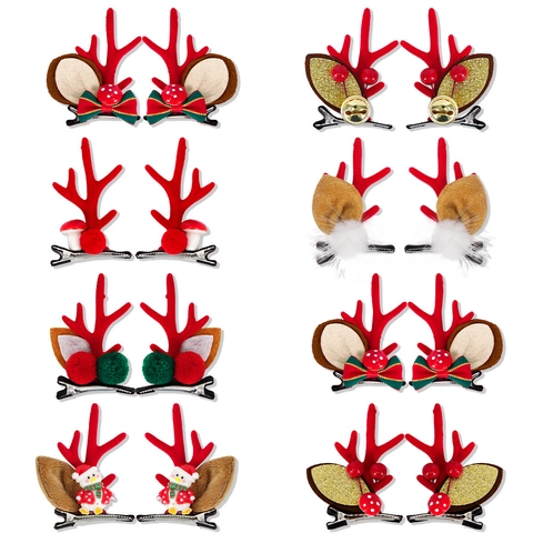 Fermagli per Capelli a Forma di Corna di Renna di Natale per Donna Bambini Rosso Carino Peluche Orecchie di Cervo con Campanellini Fiocchi Fungo Accessori Festa