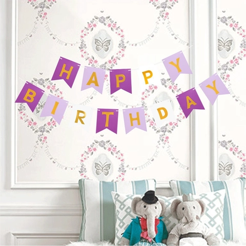 Happy Birthday Banner Paper Swallowtail Flags Mixed Color Party Decorations For Birthday Celebration Backdrop Supplies