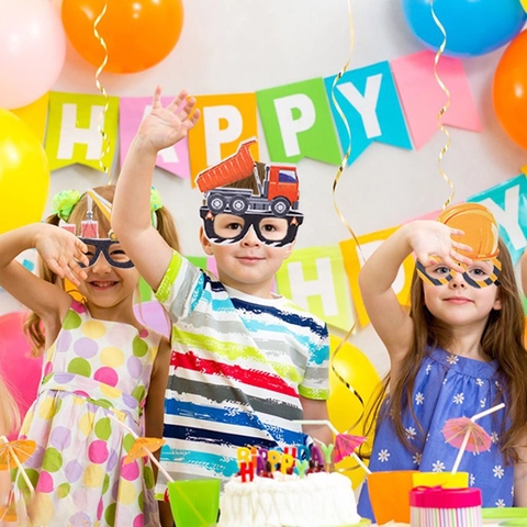 Occhiali da Festa di Compleanno con Veicolo da Cantiere Occhiali Novità Camion Escavatore per Puntelli Foto Compleanno Bambini
