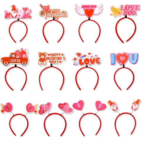Valentijnsdag Hart Haarband Cupido Liefde Kabouter Beer Decoratieve Haarband Rood Roze Feestelijk Haaraccessoire Fotografie Props