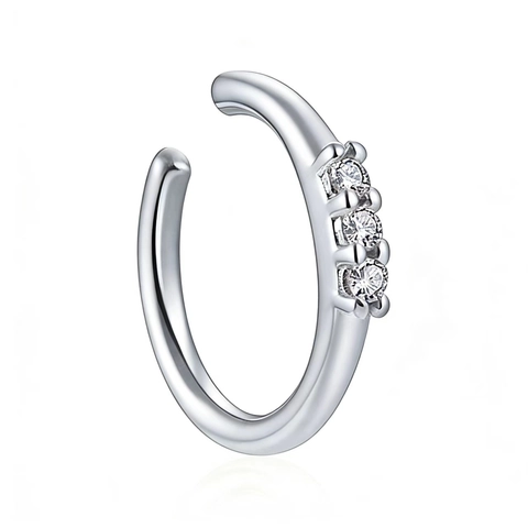 925 Sterling Silver Ear Cuffs Geometric Rhinestone Inlaid U-Shaped Non-Pierced Earrings For Women Men Fashion Jewelry Gift