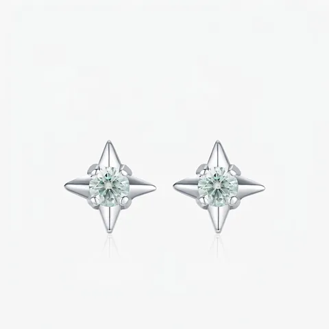 925 Sterling Silver Four Pointed Star Stud Earrings Moissanite D Color VVS1 With GRA Certificate For Women Elegant Jewelry Gift