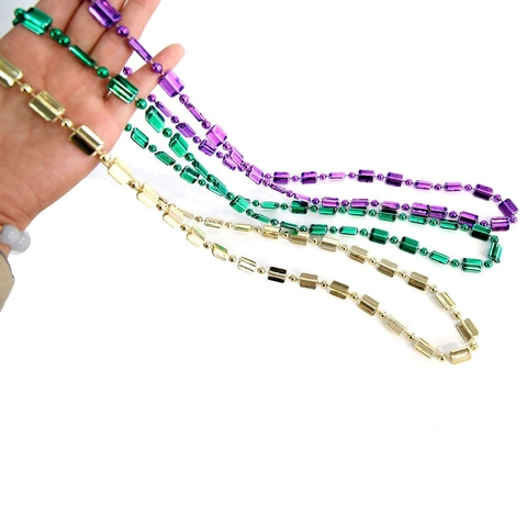 Collana di Perline per Carnevale Brasiliano Placcatura Metallica Quadrata Geometrica Mascherata Oggetti di Scena per Feste