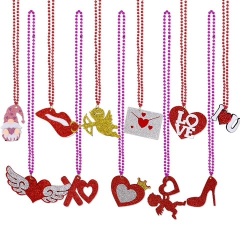 Collana di Perle di San Valentino Con Pendente a Cuore Cupido Gnomo Glitterata Collana per Feste Romantiche Gioielli per Matrimonio