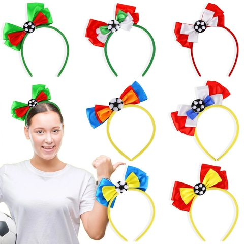 Fußball Party Schleife Haarreif Fußballspiel Fan Jubel Requisite Sport Thema Schleife Haarband Nationalflagge Farbe Fan Dekoration