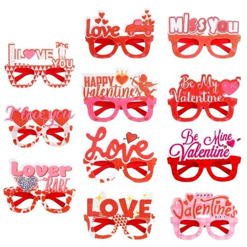 Valentine's Day Party Decoration Glasses Heart Love Pattern Festive Eyewear Photo Booth Props Party Decoration For Couples