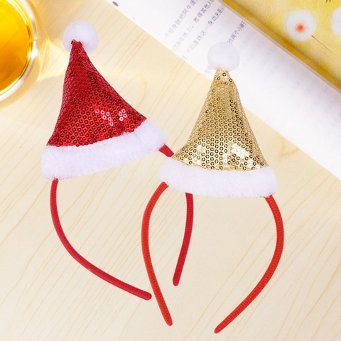 Cerchietto Mini Cappello Di Natale Con Paillettes Accessorio Per Capelli Glitter Per Bambini Adulti Festa Decorazione Regalo