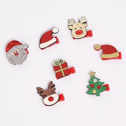 Weihnachten Glitzer Pailletten Haarklammern Weihnachtsmann Rentier Weihnachtsbaum Hut Cartoon Haarnadeln Für Kinder Damen Party Zubehör