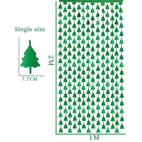 Tenda di Frange a Forma di Albero di Natale Fondale in Lametta Metallica per Decorazione Festa di Compleanno Matrimonio Parete
