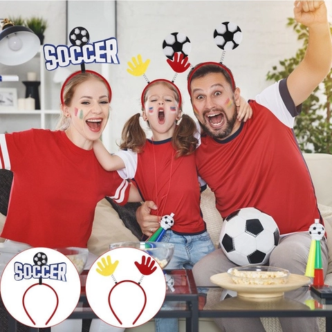 Cerchietto in Feltro Tema Mondiale di Calcio Accessorio per Tifosi Festa Sportiva Fascia per Capelli per Adulti Bambini Decorazione
