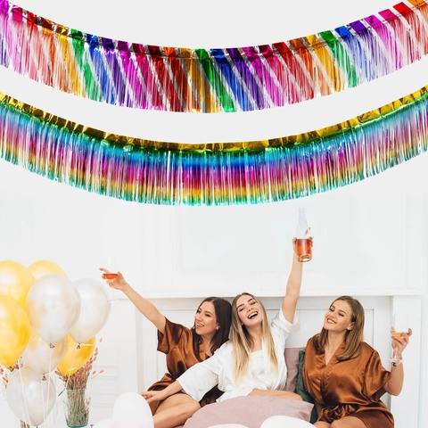 Tenda a Frange in Lamina Metallica Arcobaleno Ghirlanda Stelle Filanti Decorazione Sfondo Festa Compleanno Laurea Festiva
