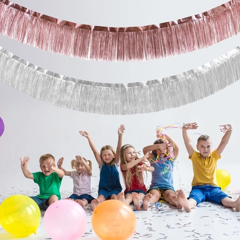 Matte Roségold Lametta Fransen Banner PET Folie Vorhang Für Geburtstag Party Hochzeit Hintergrund Dekoration Gold Silber Party Streamer Girlande