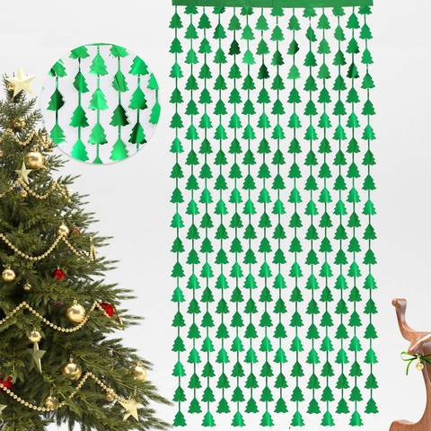 Tenda a Frange in Lamina a Forma di Albero di Natale Per Decorazione Sfondo Festa Tenda Per Porta Sfondo Metallico