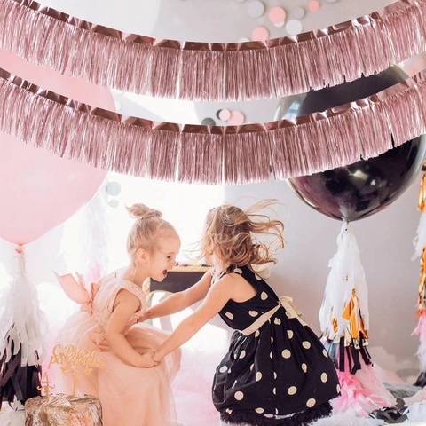 Matte Roségold Lametta Fransen Banner PET Folie Vorhang Für Geburtstag Party Hochzeit Hintergrund Dekoration Gold Silber Party Streamer Girlande