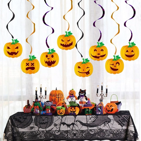 Halloween Spiral Hanging Ornament Pumpkin Skeleton Witch Swirl Ceiling Decor For Party Indoor Decoration Haunted House