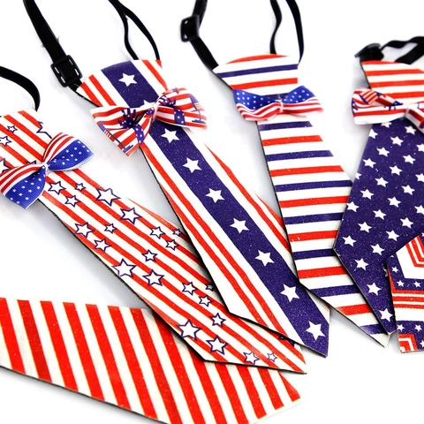 Cravatta in Feltro Glitterata a Stelle e Strisce per il Giorno dell'Indipendenza Americana per Bambini Decorazione Costume