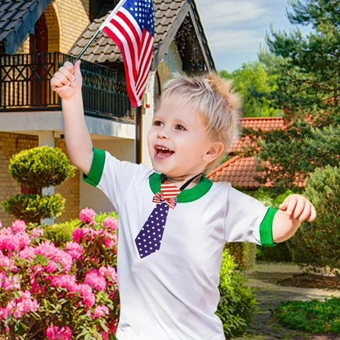 Cravatta in Feltro Glitterata a Stelle e Strisce per il Giorno dell'Indipendenza Americana per Bambini Decorazione Costume