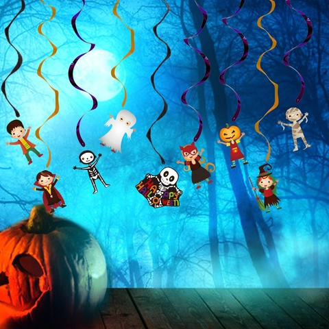 Decorazioni Sospese Spirale Halloween Fantasma Zucca Strega Ornamenti Da Soffitto Per Festa Casa Stregata Novità