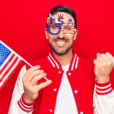 Gafas de Fiesta Día Independencia USA Rojo Blanco Azul Purpurina 4 Julio Bandera Americana Decoraciones Gafas Disfraz Para Celebraciones