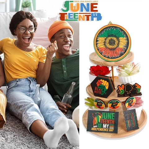 Σετ Διακόσμησης Δίσκου Juneteenth Ξύλινες Πινακίδες Μήνα Μαύρης Ιστορίας Αφροαμερικανική Ημέρα Ελευθερίας Διακοσμητική Ξύλινη Πλακέτα Επιτραπέζια Στολίδια