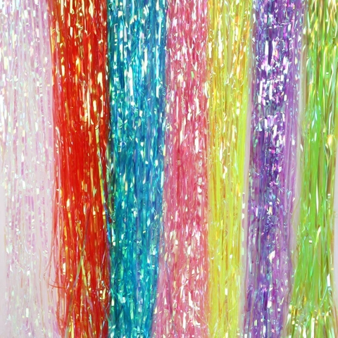 Iridescent Laser Tinsel Curtain Foil Fringe Backdrop For Birthday Wedding Party Decoration Glossy Candy Color Background