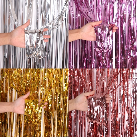 Metallischer Flittervorhang Glänzender PET Folie Streamer Hintergrund Für Geburtstag Hochzeit Weihnachten Festival Party Dekoration Wandhintergrund