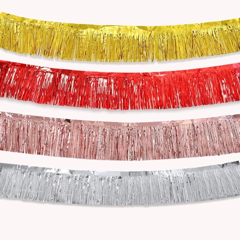 Banner de Flecos Metálicos de 3 m Guirnalda de Borlas de Papel de Oropel PET Para Decoración de Fondo de Fiesta de Cumpleaños Boda Navidad Halloween