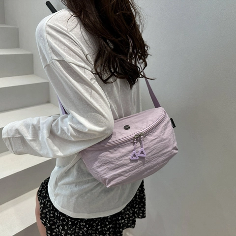 Borsa a Tracolla in Nylon Casual da Donna Borsa a Mezzaluna Borsa a Spalla Moda Con Tirette a Triangolo Marsupio da Pendolare