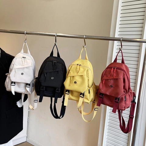 Damen Mode Mini Nylon Rucksack Straßentrend Mehrfachtaschen Kleine Schulter Umhängetasche Lässiger Leichter Täglicher Aufbewahrungsrucksack