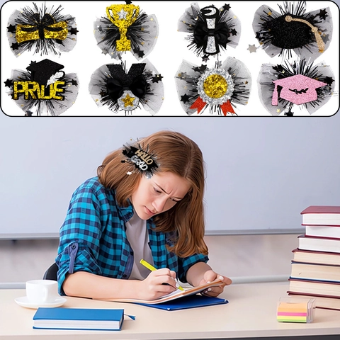 Fermagli per Capelli Stagione Laurea Tocco di Laurea Glitter Trofeo Stella Decor Gioielli per Capelli per Festa Foto Donna