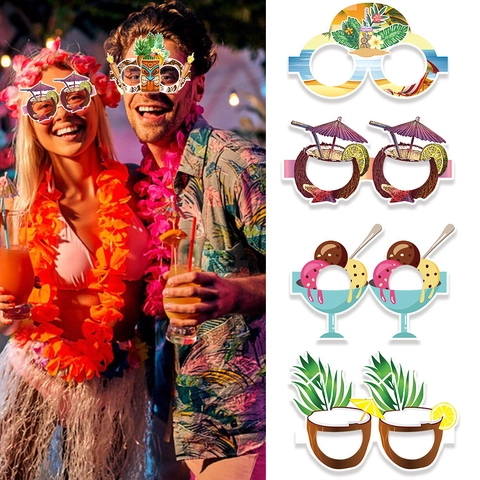 Gafas de Papel para Fiesta Temática Hawaiana Decoraciones de Verano en la Playa Tropical Accesorios para Fotos de Fiesta
