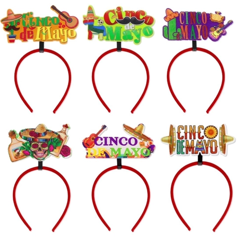 Mexique Cinco De Mayo Serre-tête de Fête Sombrero Guitare Cactus Crâne Feutre Accessoires de Déguisement Carnaval Fiesta Mexicaine