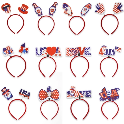USA Giorno Dell'Indipendenza Cerchietti Accessori Per Feste Patriottiche 4 Luglio Rosso Bianco Blu Stelle Strisce Gnomi Cerchietto Per Capelli