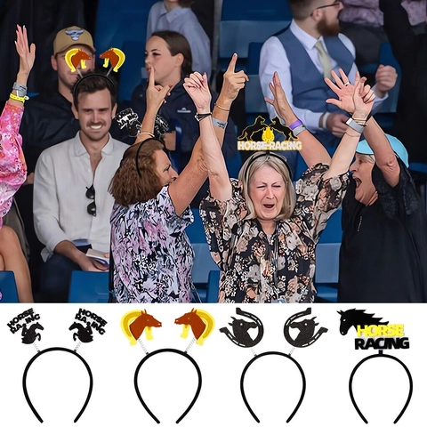 Pferderennen Thema Party Haarreif Boppers Glitzer Pferd Trophäe Hufeisen Kopfschmuck Für Derby Day Rennen Party Dekorationen Favors