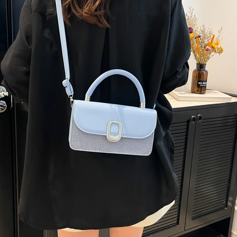 Damen Fashion Patchwork PU Leder Umhängetasche Retro Kleine Quadratische Handtasche Mit Metallschnalle Für Den Alltag