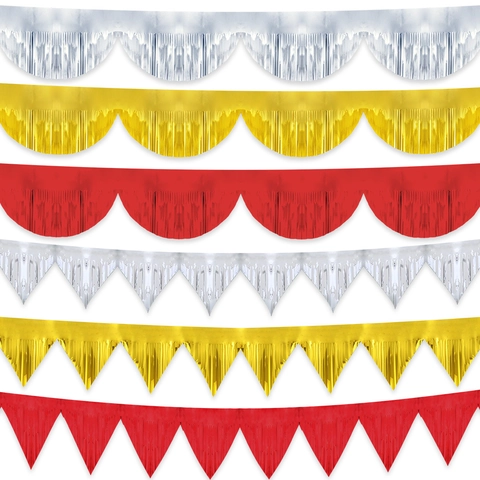 Metallic PET Foil Fringe Banner Semicircle Triangle Tassel Garland For Birthday Party Wedding Christmas Backdrop Decoration